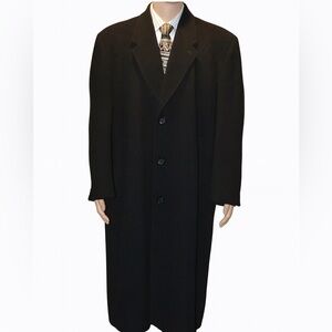 Christian Aujard Long Black Cashmere Pea Coat Size 44 Double Breasted Italian